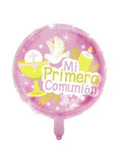 Globo mi primera comunion rosa 45x45cm | Ducaval | Envías 24/48 horas