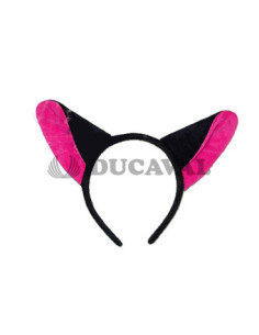 Diadema zorro negra rosa