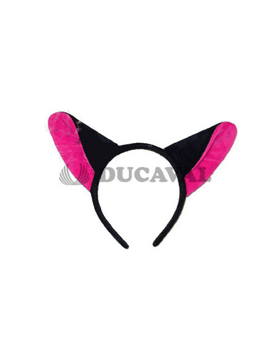 Diadema zorro negra rosa