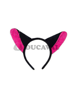 Diadema zorro negra rosa