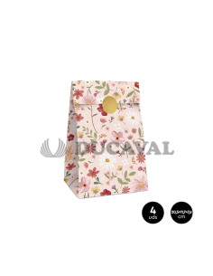 Bolsa papel flora rosa 7.5x11.5x20 x5 cm  Ducaval envios 24/48 horas 
