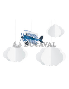 Nubes y avión colgante decorativo