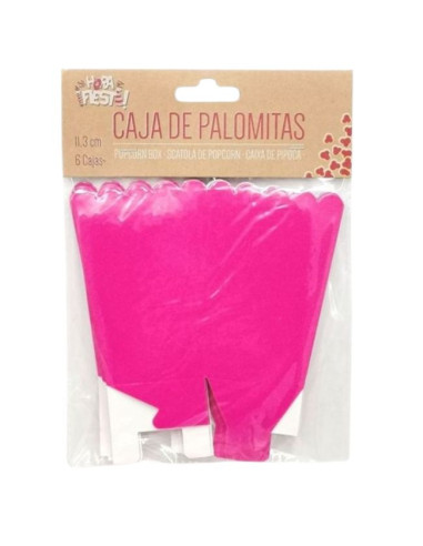 Caja palomitas fucsia 15cm (3 unidades)  Disfraces Ducaval