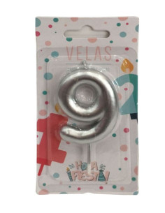 Velas número 9 plata | Ducaval | Envíos 24/48 horas