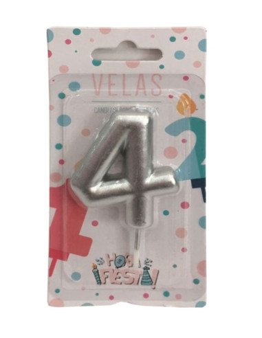 Velas número 4 plata | Ducaval | Envíos 24/48 horas