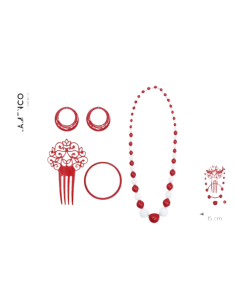   Set sevillana topo rojo y blanco 4 piezas  | Ducaval | Envías 24/48