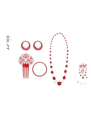   Set sevillana topo rojo y blanco 4 piezas  | Ducaval | Envías 24/48