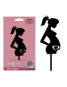 Cake topper mujer embarazada 16x6 cm | Ducaval | Envíos 24/48 horas