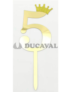 Topper número 5 corona dorada | Ducaval | Envíos 24/48 horasç