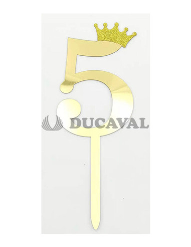 Topper número 5 corona dorada | Ducaval | Envíos 24/48 horasç