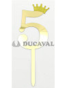 Topper número 5 corona dorada | Ducaval | Envíos 24/48 horasç