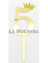 Topper número 5 corona dorada | Ducaval | Envíos 24/48 horasç