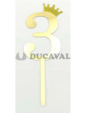 Topper número 3 corona dorada | Ducaval | Envíos 24/48 horas