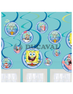 Colgantes Bob Esponja 6 unidades  Disfraces Ducaval