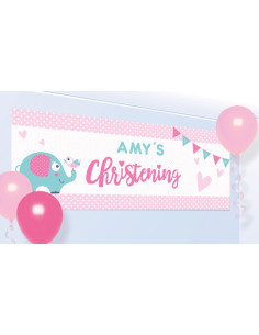 Banderín personalizable christening pink