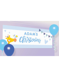 Banderín personalizable christening blue