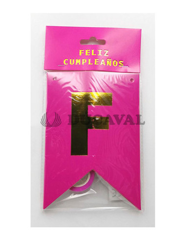 Guirnalda feliz cumpleaños fucsia  Disfraces Ducaval