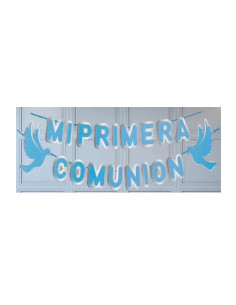 Guirnalda "Mi primera comunion" letras azul| Ducaval | Envías 24/48 h