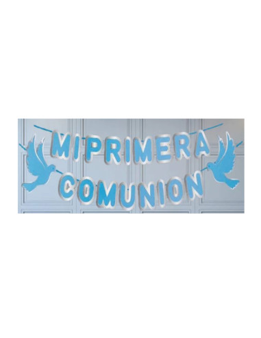 Guirnalda "Mi primera comunion" letras azul| Ducaval | Envías 24/48 h