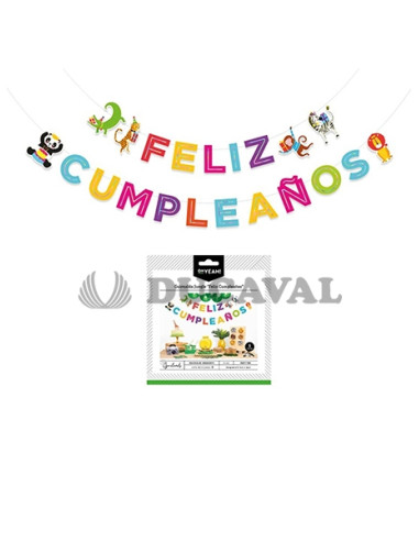 Guirnalda feliz cumpleaños jungle iridiscente 5mts | Ducaval | Envíos