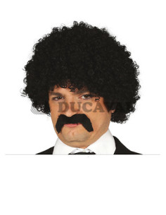 Peluca rizos con bigote  Disfraces Ducaval