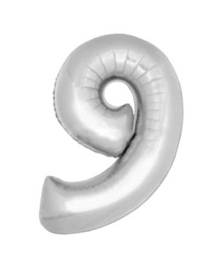 Globo número 9 poliamida color plata 115cm.|Ducaval | Envios 24/48 ho