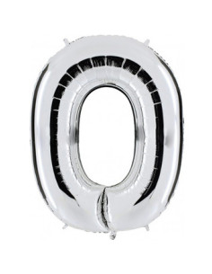 Globo foil número 0 plata | Ducaval | Envíos 24/48 horas