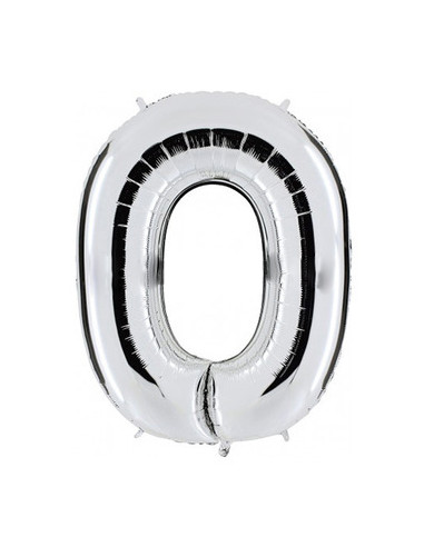 Globo foil número 0 plata | Ducaval | Envíos 24/48 horas