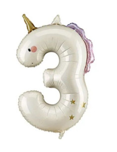 Globo foil número 3 unicornio | Ducaval | Envías 24/48 horas 