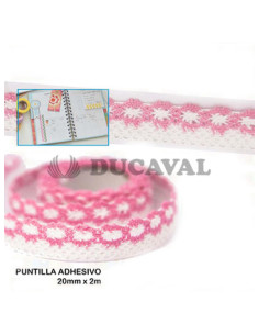 Puntilla adhesiva rosa y blanca  Disfraces Ducaval