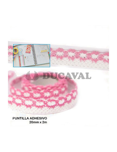Puntilla adhesiva rosa y blanca  Disfraces Ducaval