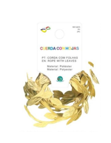 Cinta de yute con hojas oro 2M | Ducaval | Envías 24/48 horas 