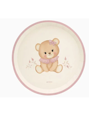 Plato de cartón baby nude rosa 17cm 6ud | Ducaval | Envías 24/48 hora