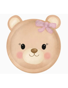 Platos cartón baby osito rosa 20.5cm x 22cm 6ud | Ducaval | Envías 24
