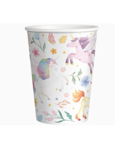 Vaso cartón unicornios 270cc 10ud | Ducaval | Envías 24/48 horas 