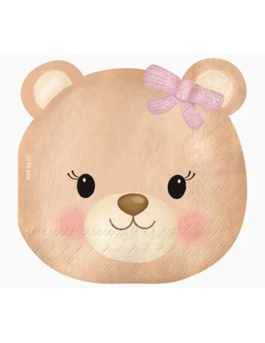 Servilleta 2c osito rosa 40x33cm 20ud | Ducaval | Envías 24/48 horas 