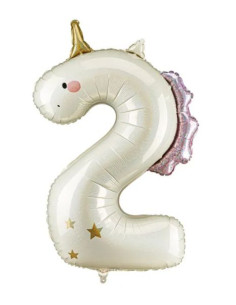 Globo foil número 2 unicornio  | Ducaval | Envías 24/48 horas 