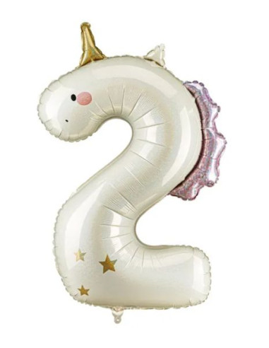 Globo foil número 2 unicornio  | Ducaval | Envías 24/48 horas 