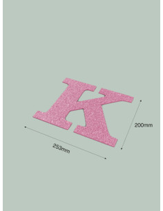 Letra K con purpurina rosa 253 x 200 mm. Ducaval envios 24/48 horas