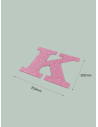 Letra K con purpurina rosa 253 x 200 mm. Ducaval envios 24/48 horas