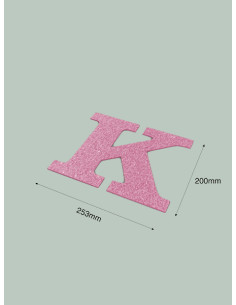 Letra K con purpurina rosa 253 x 200 mm. Ducaval envios 24/48 horas