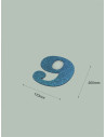 Número 9 con purpurina azul 170 x 200 mm