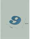 Número 9 con purpurina azul 170 x 200 mm