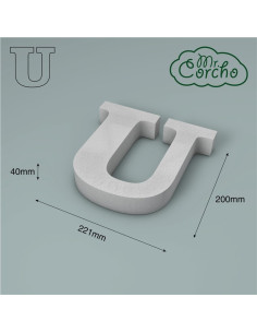 Letra U corcho 200X40mm | Ducaval | Envíos 24/48 horas