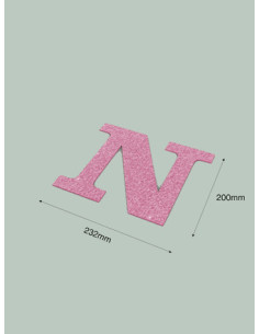 Letra N con purpurina rosa 232 x 200 mm. Ducaval envios 24/48 h