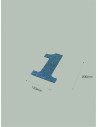 Número 2 con purpurina azul 130 x 200 mm