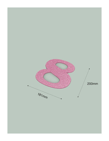Numero 8 con purpurina rosa. Ducaval envios 24/48 horas
