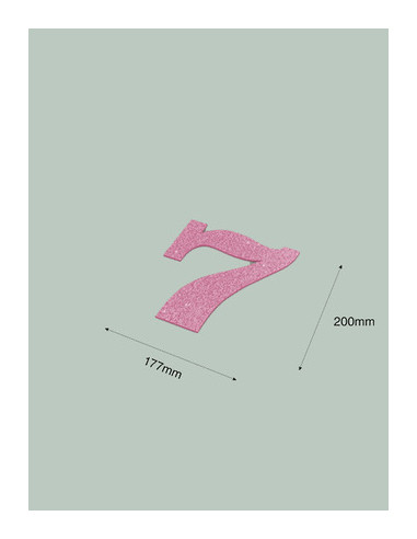 Numero 7 con purpurina rosa. Ducaval envios 24/48 horas