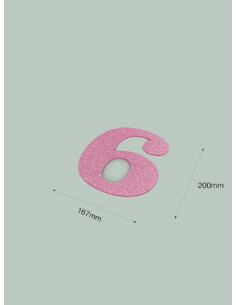 Numero 6 con purpurina rosa. Ducaval envios 24/48 horas 