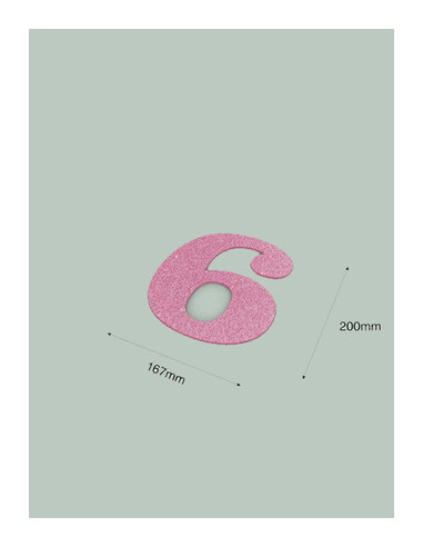 Numero 6 con purpurina rosa. Ducaval envios 24/48 horas 